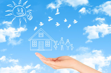Naklejka premium Family life insurance, protecting family, family concepts. 