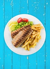 Fish, French Fries, Grilled.