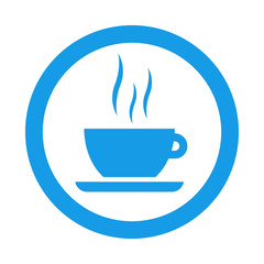 Icono redondo taza cafe azul