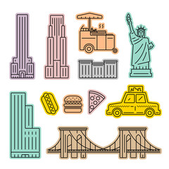 New York City icon vector set
