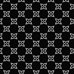 Black and White Flower Symbol Tile Pattern Repeat Background
