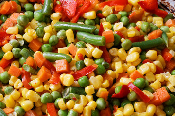 Obraz na płótnie Canvas Closeup fried mixed vegetables