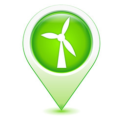 éolienne sur marqueur géolocalisation vert