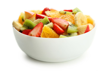 Fresh fruit salad isolated on white