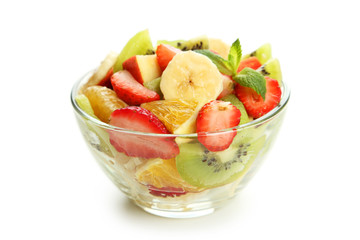 Fresh fruit salad isolated on white