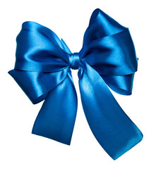 blue bow made from silk