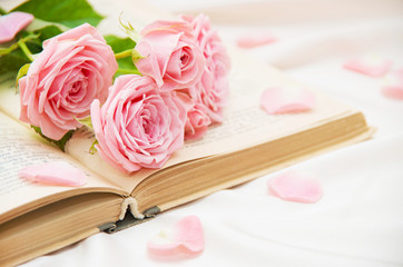 Roses and old book. 