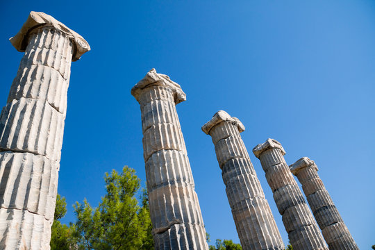 Priene, Ionic columns in Temple of Athena, Turkey
