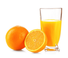 Glass of orange juice isolated on white