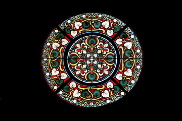 Stained glass window in Basilica Assumption of the Virgin Mary in Marija Bistrica, Croatia