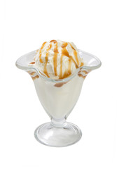 Ice cream in a glass bowl