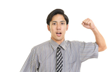 ガッツポーズのビジネスマン