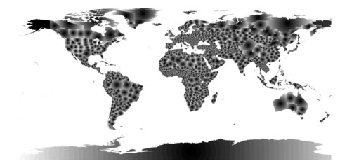 Weltkarte in Schwarztönen