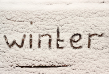 word winter on snow