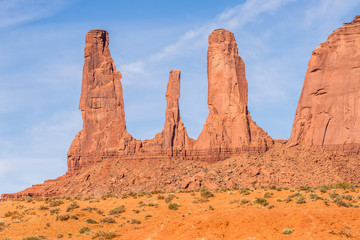 Monument valley under the blue sky