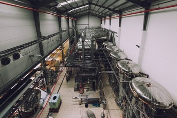 Industrial interior of an alcohol factory