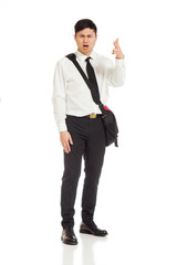 Model angry scolding and pointing