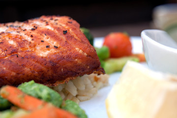 Salmon salad on a plate