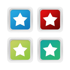 Obraz premium Set of squared colorful buttons with star symbol