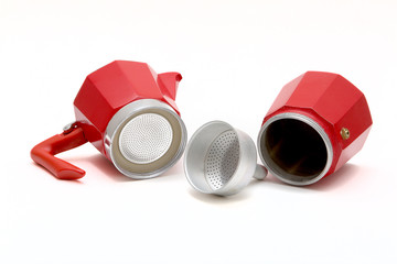 Italian coffee maker isolated on white background.