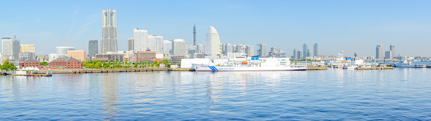 Fototapeta na wymiar Panoramic view of Minato Mirai 21 in Yokohama, Japan
