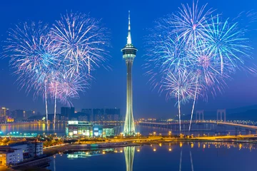 Fotobehang Firework celebration in Macao © orpheus26