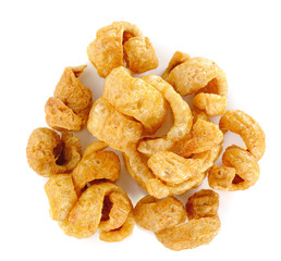 Pork rind favorite food in Thailand (Lanna) isolated on white