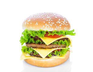 Hamburger on white background