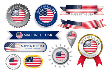 Made in USA Seal, American Flag (Vector Art) - 83745342