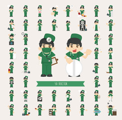 Set of doctor characters poses