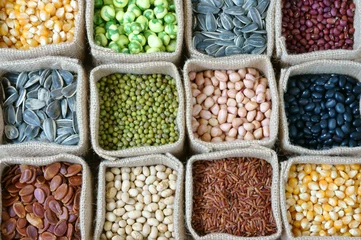 Rolgordijnen Collection of grain, cereal, seed, bean © xuanhuongho