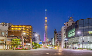 Fototapeta na wymiar Tokyo building view and tokyo sky tree at night