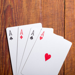 Four aces vintage poker game playing cards 