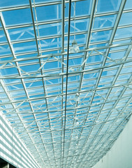 The glass roof of the station in the sunlight