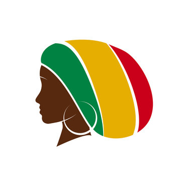 Vector profile of jamaican woman with hat