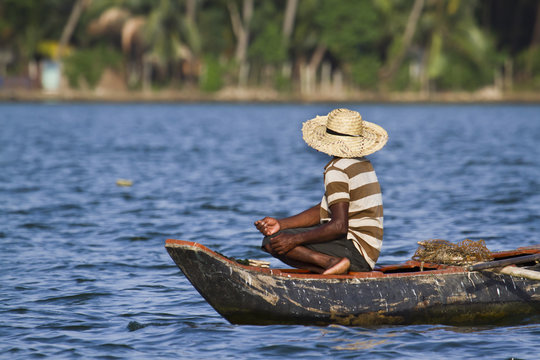 Traditional fisherman in Batticaloa, Sri Lanka