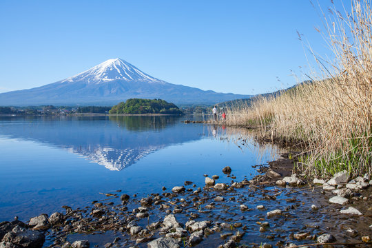 Mountain Fuji with reflection at Lake Kawaguchiko 