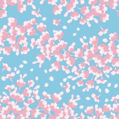Fototapeta na wymiar Beautiful vector seamless pattern with sakura flowers