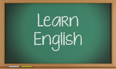 Learn English written on blackboard.