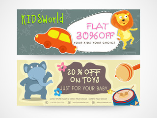 Toy sale website header or banner set.