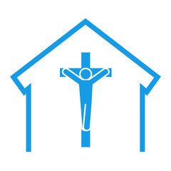 Icono aislado iglesia azul