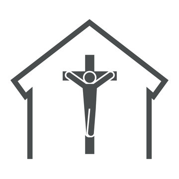 Icono aislado iglesia gris