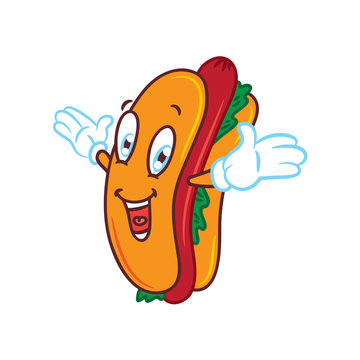 Cartoon Hotdog With Happy Expression