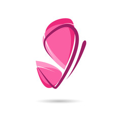 Vector logo pink butterfly