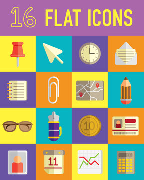 Set of business flat icon
