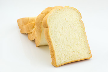 Slice of bread on white background