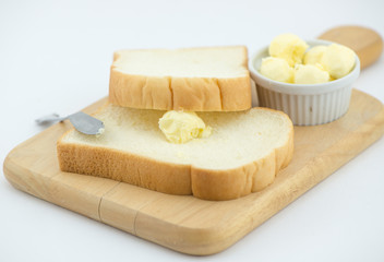 fresh butter on bread isolated