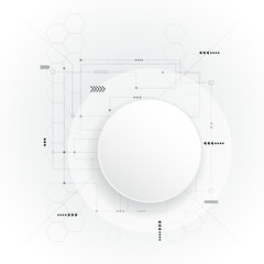 Minimal Abstract 3d white paper circle on circuit board