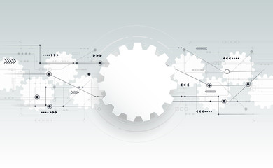 Vector abstract futuristic gear wheel engineering on circuit boa