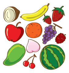 set of fruit doodle